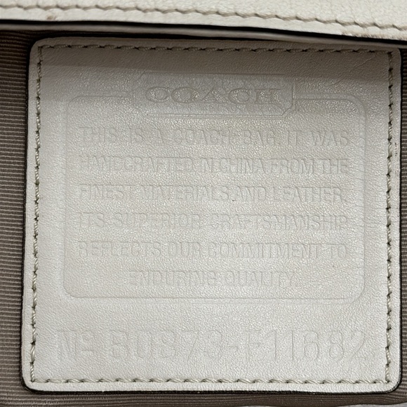 Coach F11682 Hampton Ivory Canvas Leather Stripe Satchel Carryall Tote Handbag - Picture 3 of 14